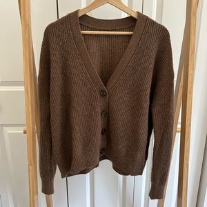 Jenni Kayne Cropped Cashmere Cocoon Cardigan in Nutmeg